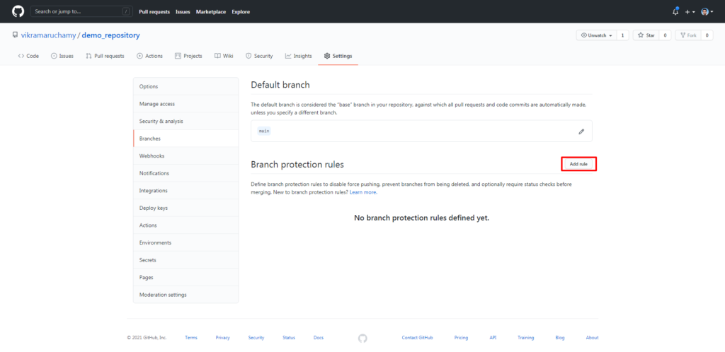 github branch protection rules
