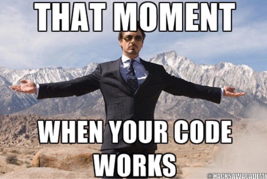 That moment when your code works meme